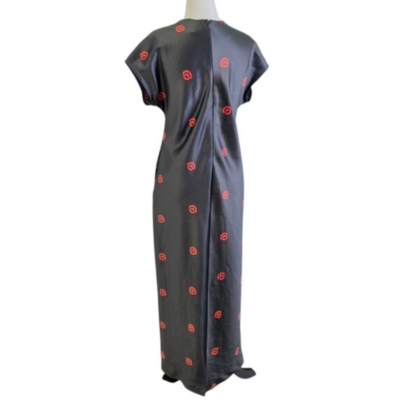 Roucha printed Thick satin Maxi dress - Picture 3 of 6